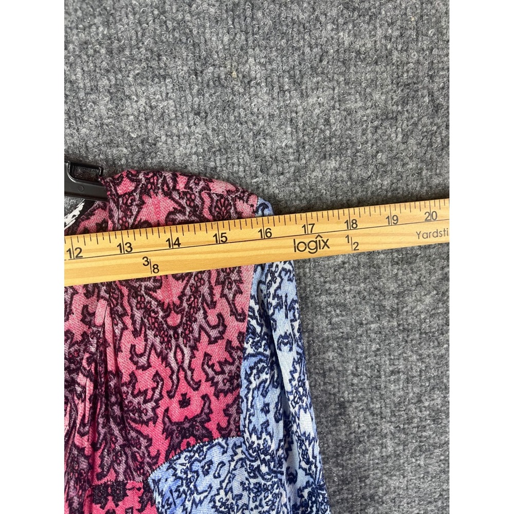 Lucky Brand Blouse Womens XL Pink Blue Excellent Paisley Patchwork Long Sleeve - Picture 8 of 14